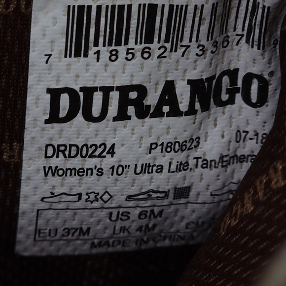 Durango Womens Emerald/Tan Leather Ultralite Saddle Cowboy Boots 6M - Picture 7 of 8